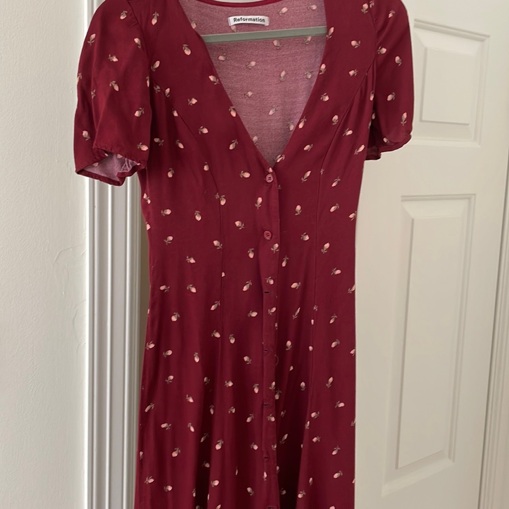 Long Reformation Dress Size 2, maroon